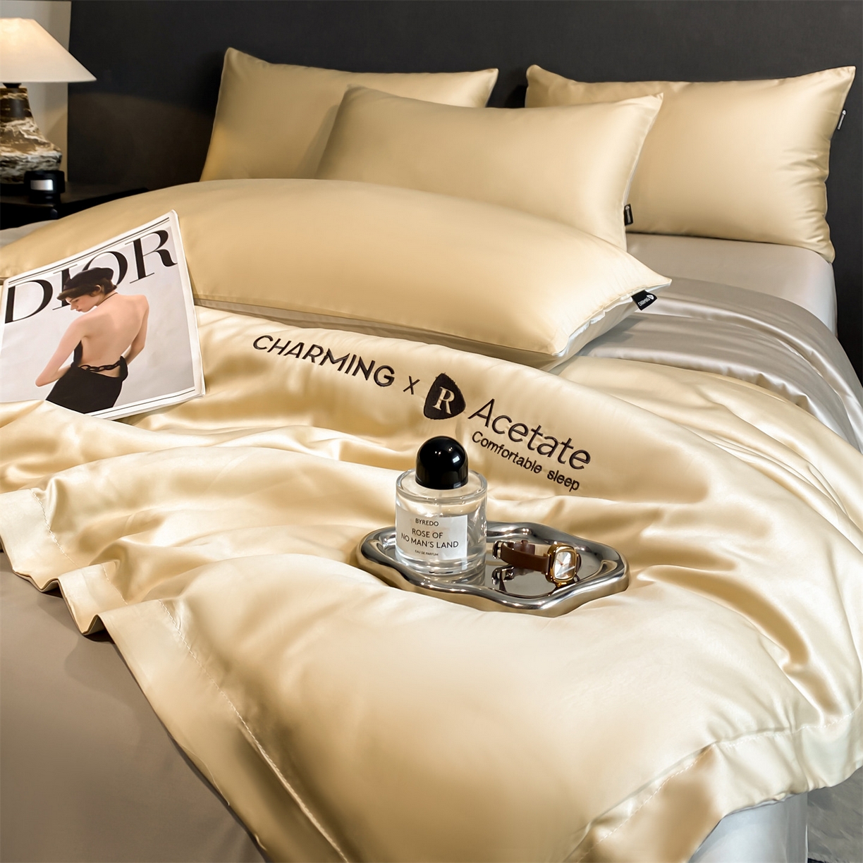 91家纺网 家纺一手货源 找家纺 无界 2026新款水洗真丝夏被-雪花绗缝压线-莱拉 莱拉 奶茶色+冰川灰