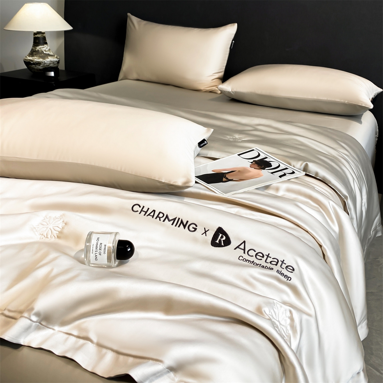 91家纺网 家纺一手货源 找家纺 无界 2026新款水洗真丝夏被-雪花绗缝压线-莱拉 莱拉 浅茶+冰川灰