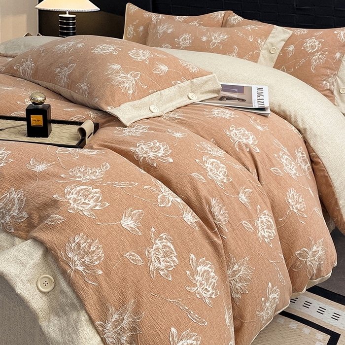 91家纺网 家纺一手货源 找家纺 （总）梦舒羽 2026春夏新款A类原麻纽扣四件套加厚被套床单宿舍双人床仿亚麻套件-最新款