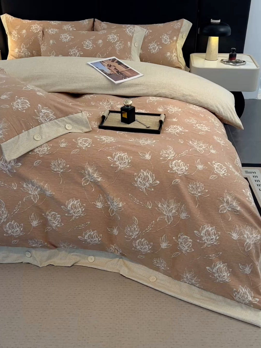 91家纺网 家纺一手货源 找家纺 （总）梦舒羽 2026春夏新款A类原麻纽扣四件套加厚被套床单宿舍双人床仿亚麻套件-最新款