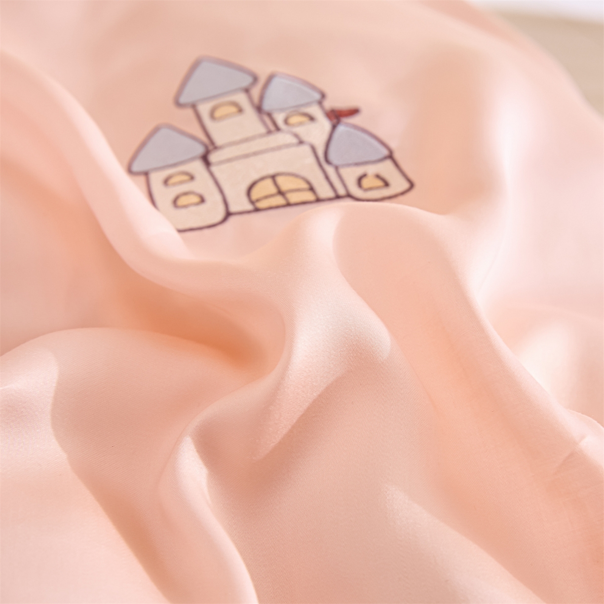 91家纺网 家纺一手货源 找家纺 DC 2026新款天丝刺绣麻绳平绣系列四件套 麻绳平绣-半熟蜜桃+元气白桃（小象城堡）