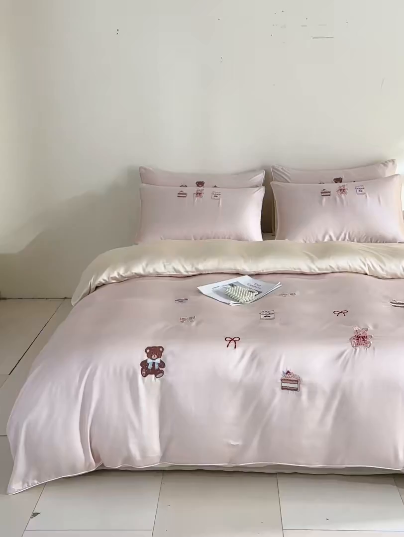 91家纺网 家纺一手货源 找家纺 （总）DC 2026新款天丝刺绣麻绳平绣系列四件套