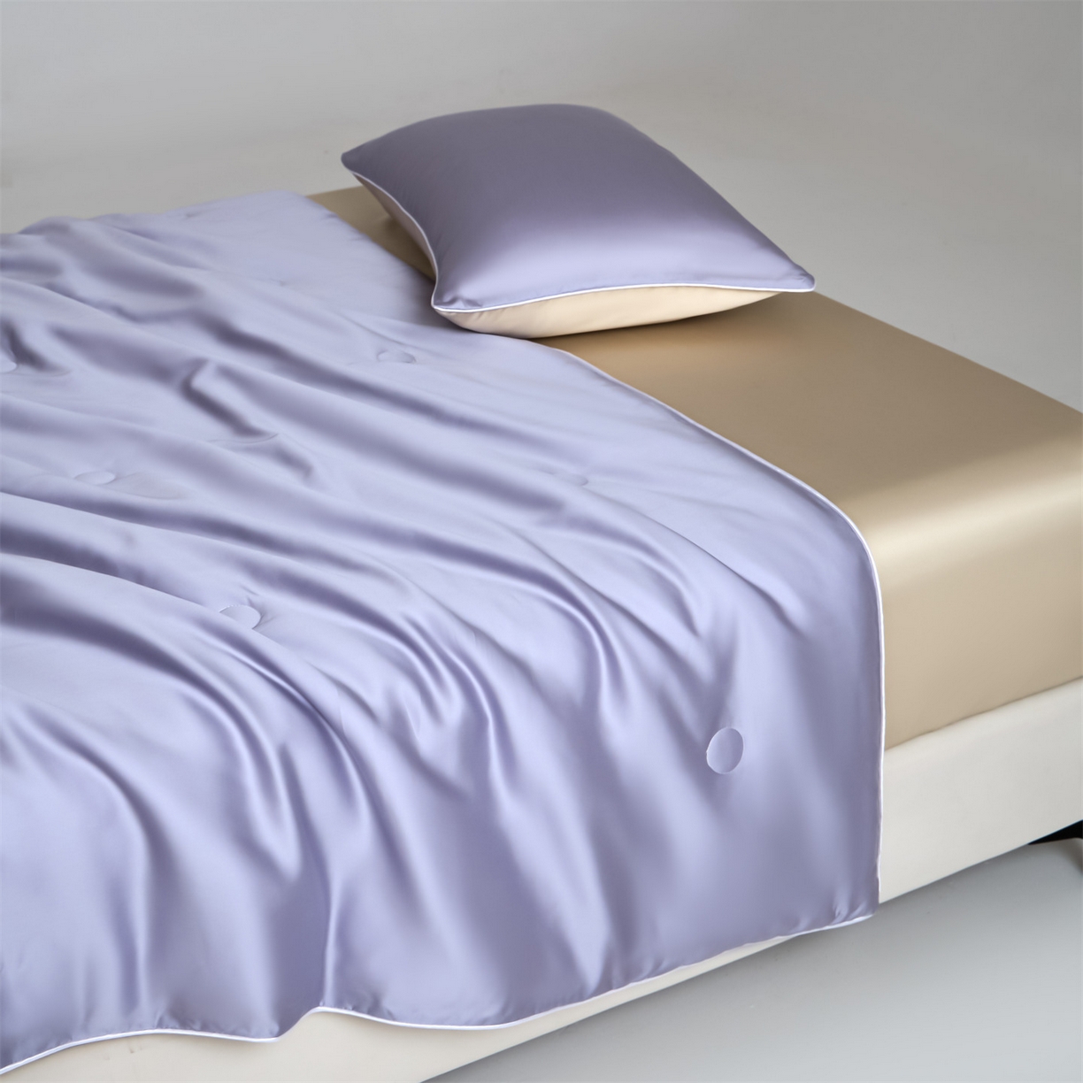 91家纺网 家纺一手货源 找家纺 无界 2026新款天丝夏被-麻绳双拼-温妮 温妮 风信紫+卡其