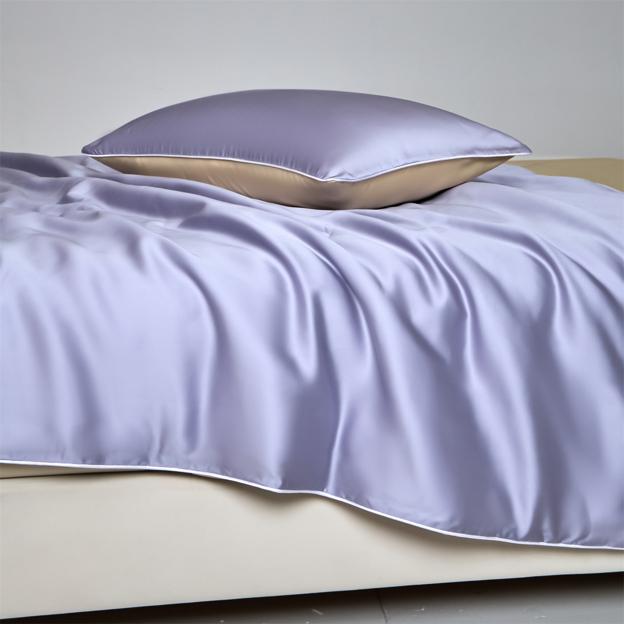 91家纺网 家纺一手货源 找家纺 无界 2026新款天丝夏被-麻绳双拼-温妮 温妮 风信紫+卡其