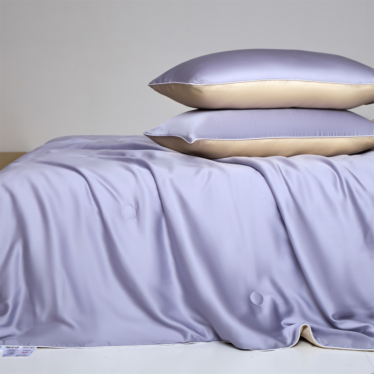 91家纺网 家纺一手货源 找家纺 无界 2026新款天丝夏被-麻绳双拼-温妮 温妮 风信紫+卡其