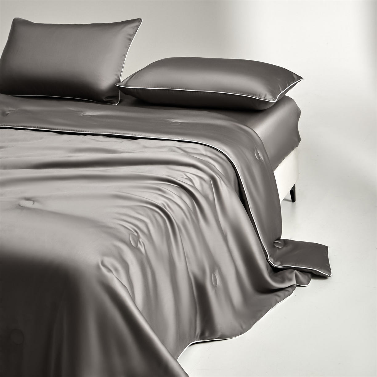 91家纺网 家纺一手货源 找家纺 无界 2026新款天丝夏被-麻绳双拼-温妮 温妮 经典灰