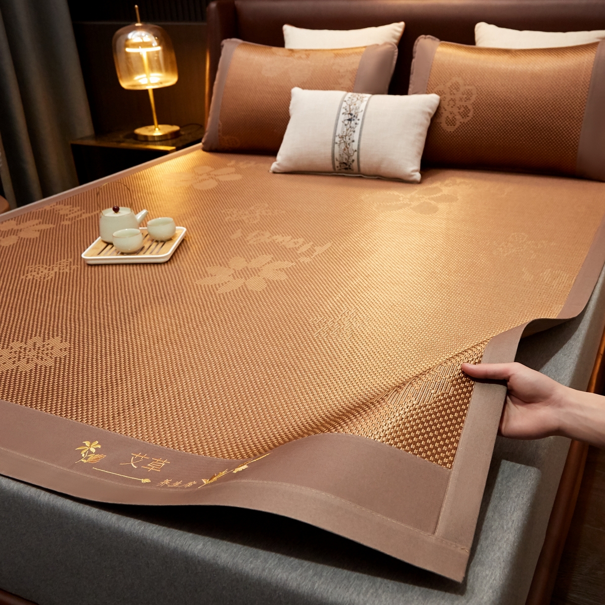 91家纺网 家纺一手货源 找家纺 （总）小桃姐家纺 2026新款冰藤席冰丝凉席双面藤席凉席三件套空调席凉席席子