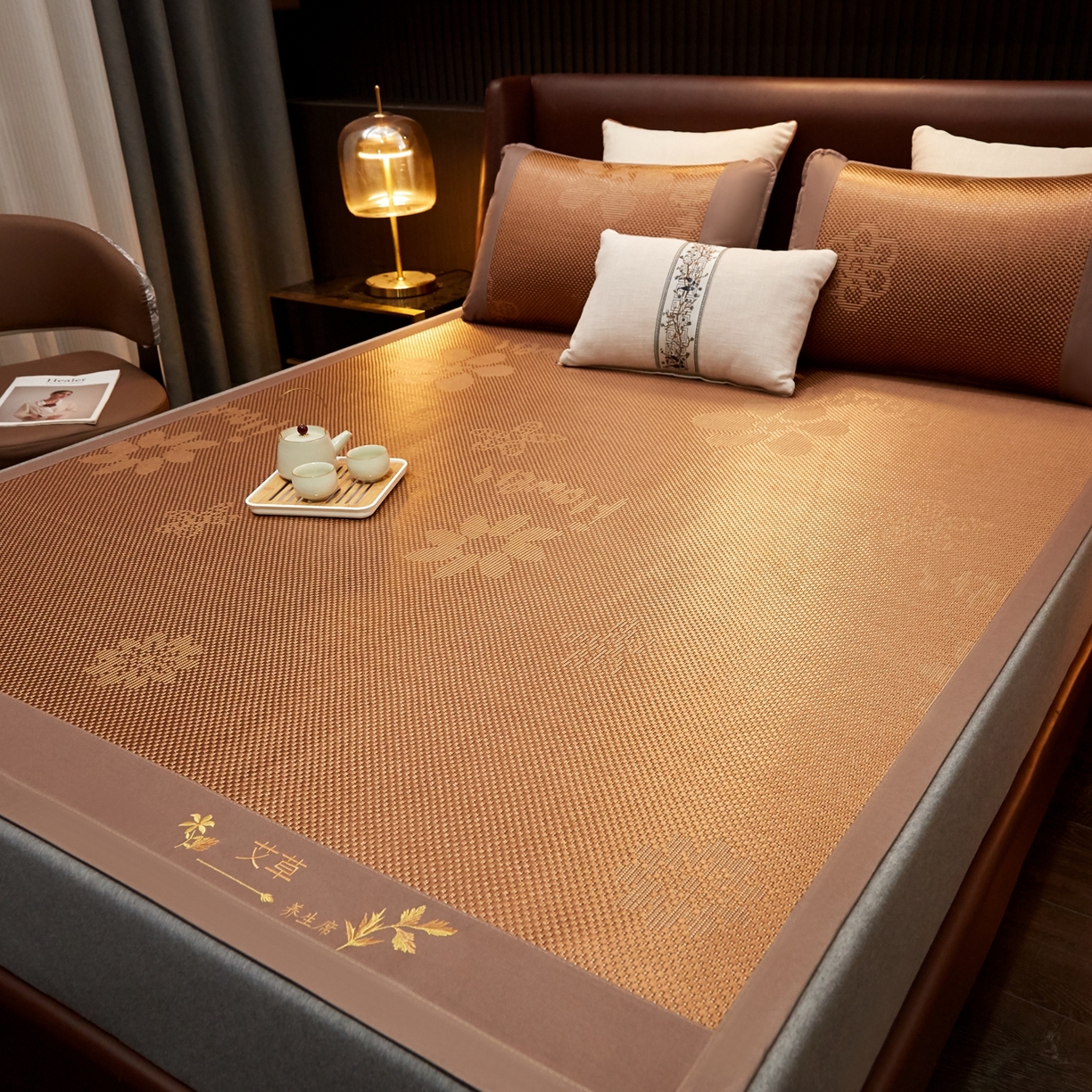 （总）小桃姐家纺 2026新款冰藤席冰丝凉席双面藤席凉席三件套空调席凉席席子