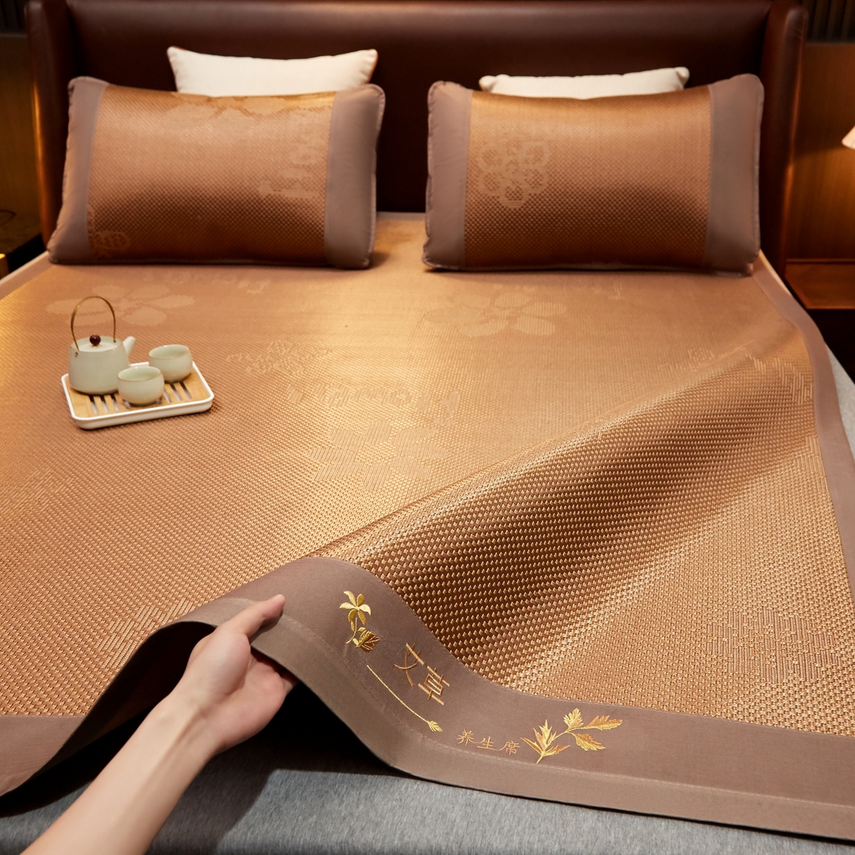 91家纺网 家纺一手货源 找家纺 （总）小桃姐家纺 2026新款冰藤席冰丝凉席双面藤席凉席三件套空调席凉席席子