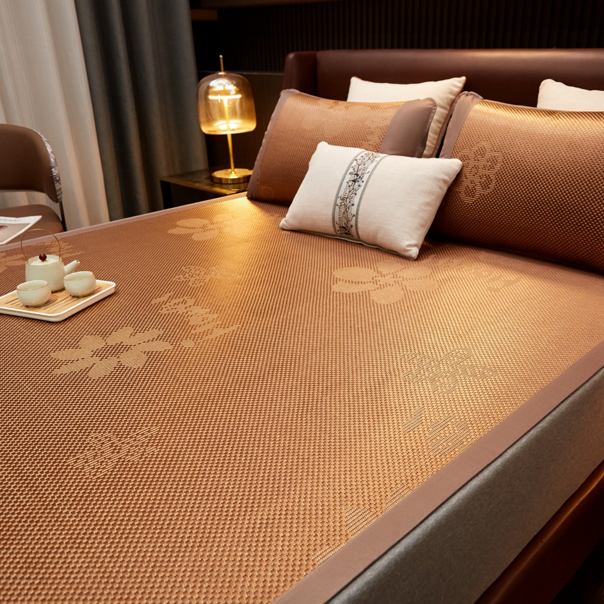 91家纺网 家纺一手货源 找家纺 （总）小桃姐家纺 2026新款冰藤席冰丝凉席双面藤席凉席三件套空调席凉席席子