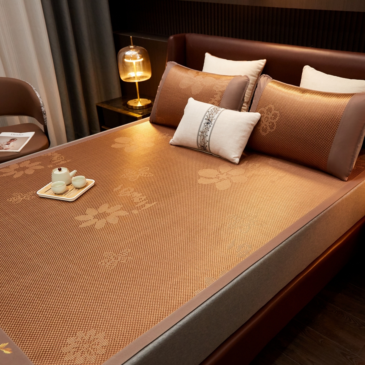 91家纺网 家纺一手货源 找家纺 （总）小桃姐家纺 2026新款冰藤席冰丝凉席双面藤席凉席三件套空调席凉席席子