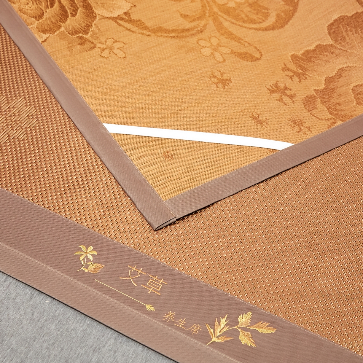 91家纺网 家纺一手货源 找家纺 小桃姐家纺 2026新款冰藤席冰丝凉席双面藤席凉席三件套空调席凉席席子 摩卡棕