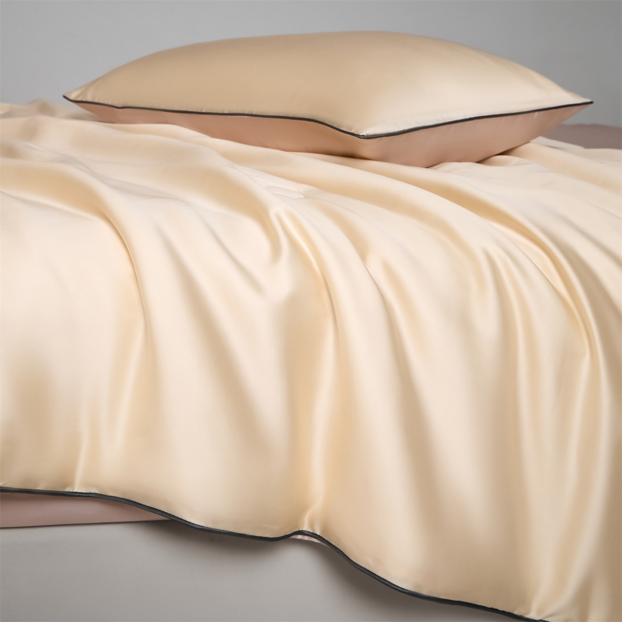 91家纺网 家纺一手货源 找家纺 无界 2026新款天丝夏被-麻绳双拼-温妮 温妮 杏白+素粉