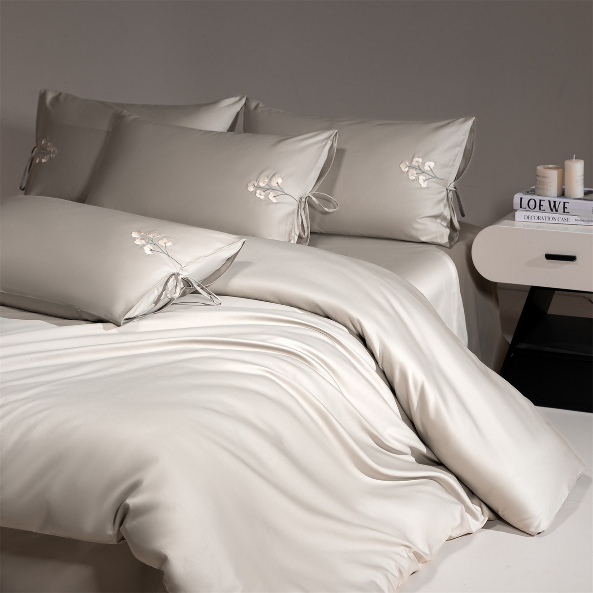 91家纺网 家纺一手货源 找家纺 （总）DC 2026新款50S全棉花卉刺绣四件套--花屿系列