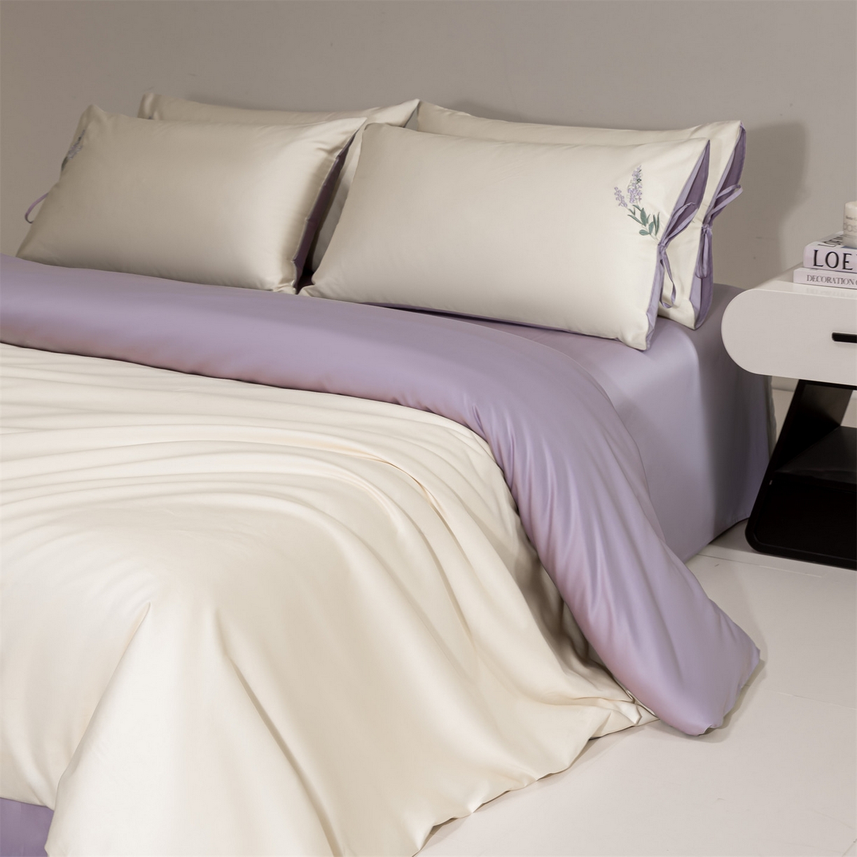 91家纺网 家纺一手货源 找家纺 （总）DC 2026新款50S全棉花卉刺绣四件套--花屿系列