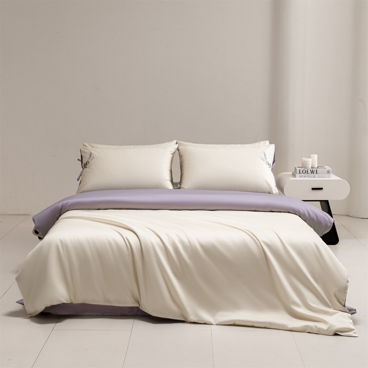 91家纺网 家纺一手货源 找家纺 （总）DC 2026新款50S全棉花卉刺绣四件套--花屿系列