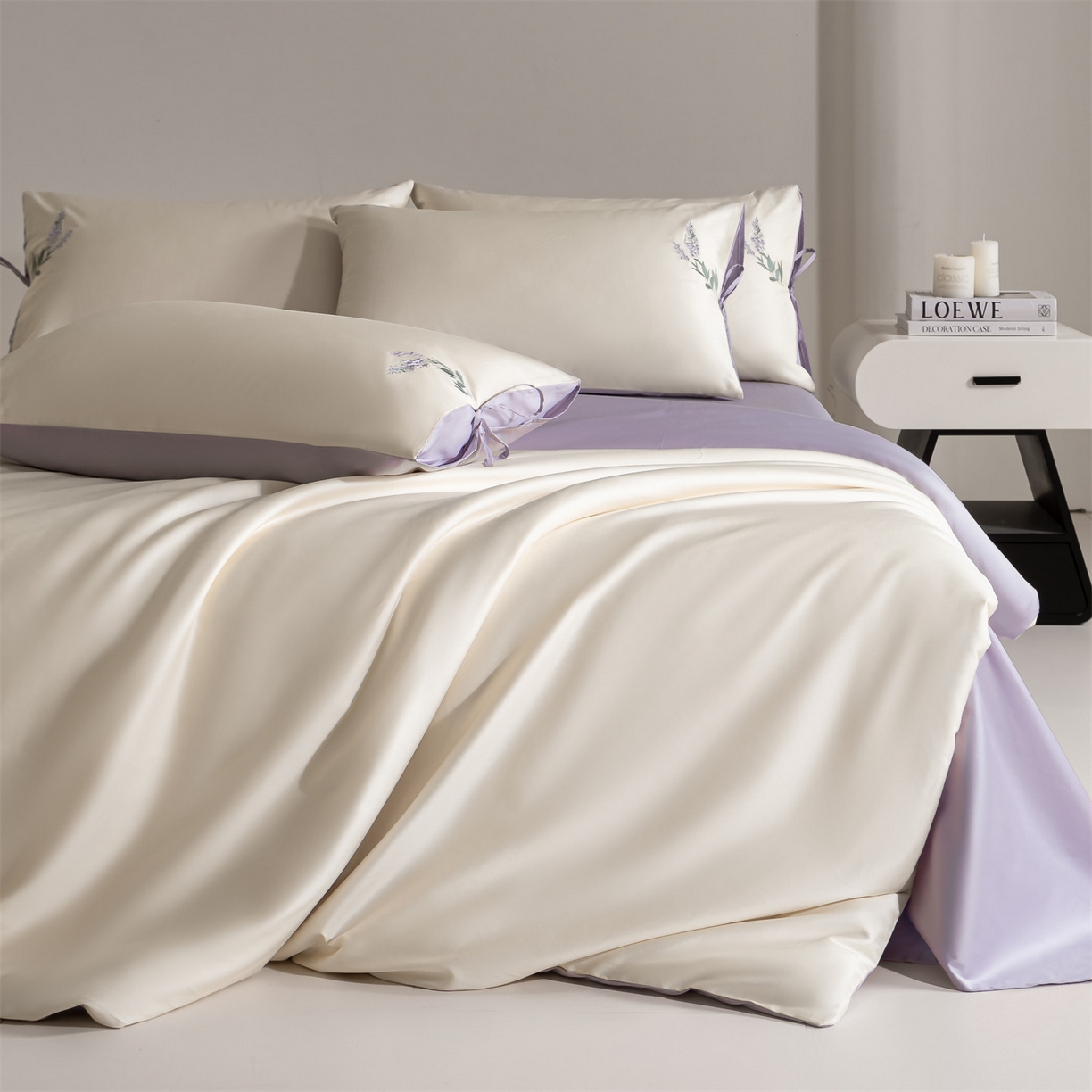 91家纺网 家纺一手货源 找家纺 （总）DC 2026新款50S全棉花卉刺绣四件套--花屿系列