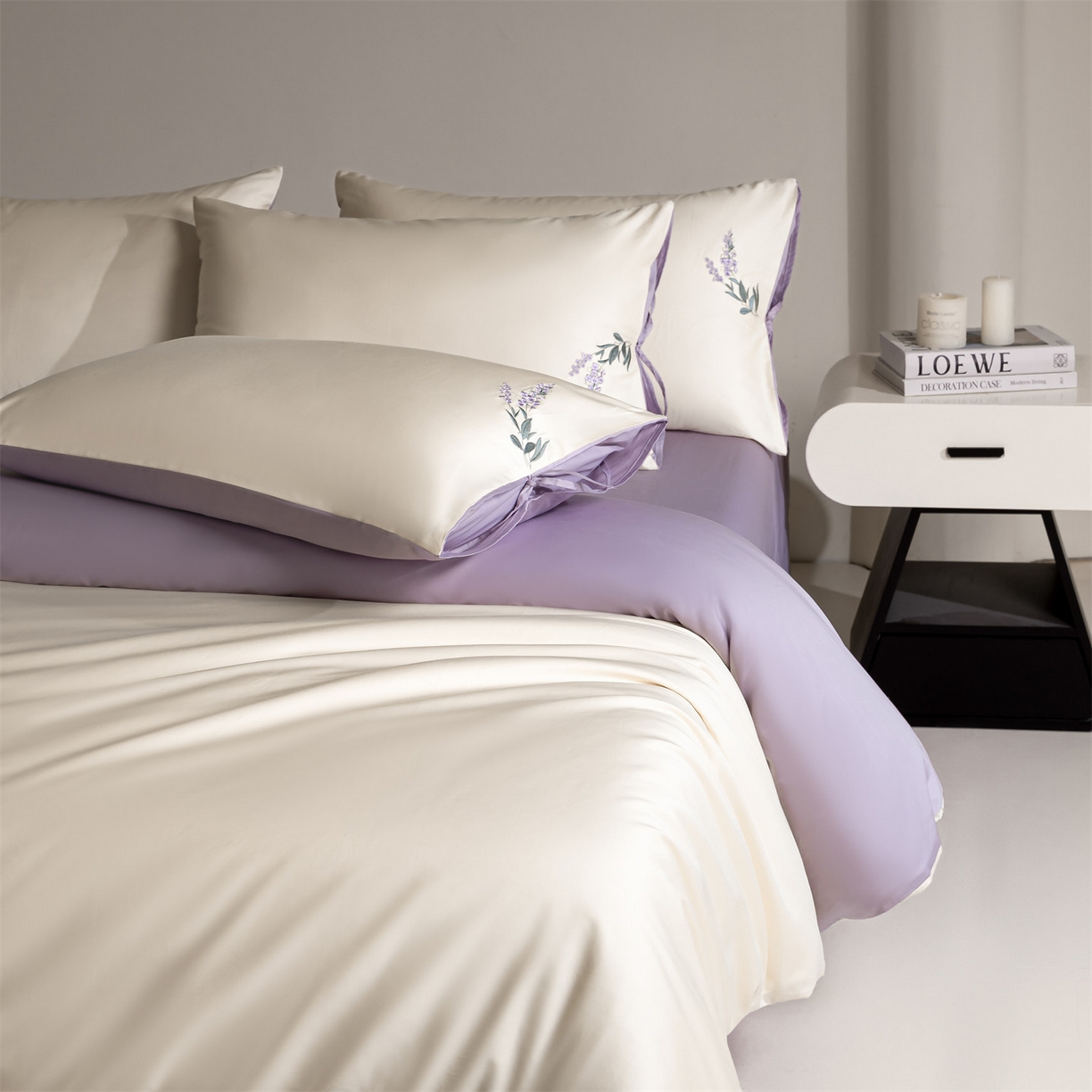 91家纺网 家纺一手货源 找家纺 （总）DC 2026新款50S全棉花卉刺绣四件套--花屿系列