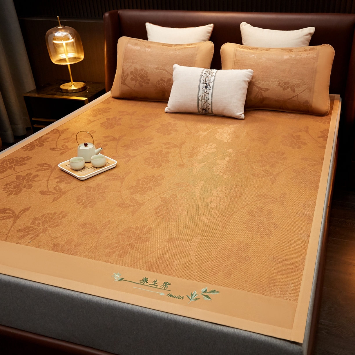 91家纺网 家纺一手货源 找家纺 （总）小桃姐家纺 2026新款冰藤席冰丝凉席双面藤席凉席三件套空调席-水中花