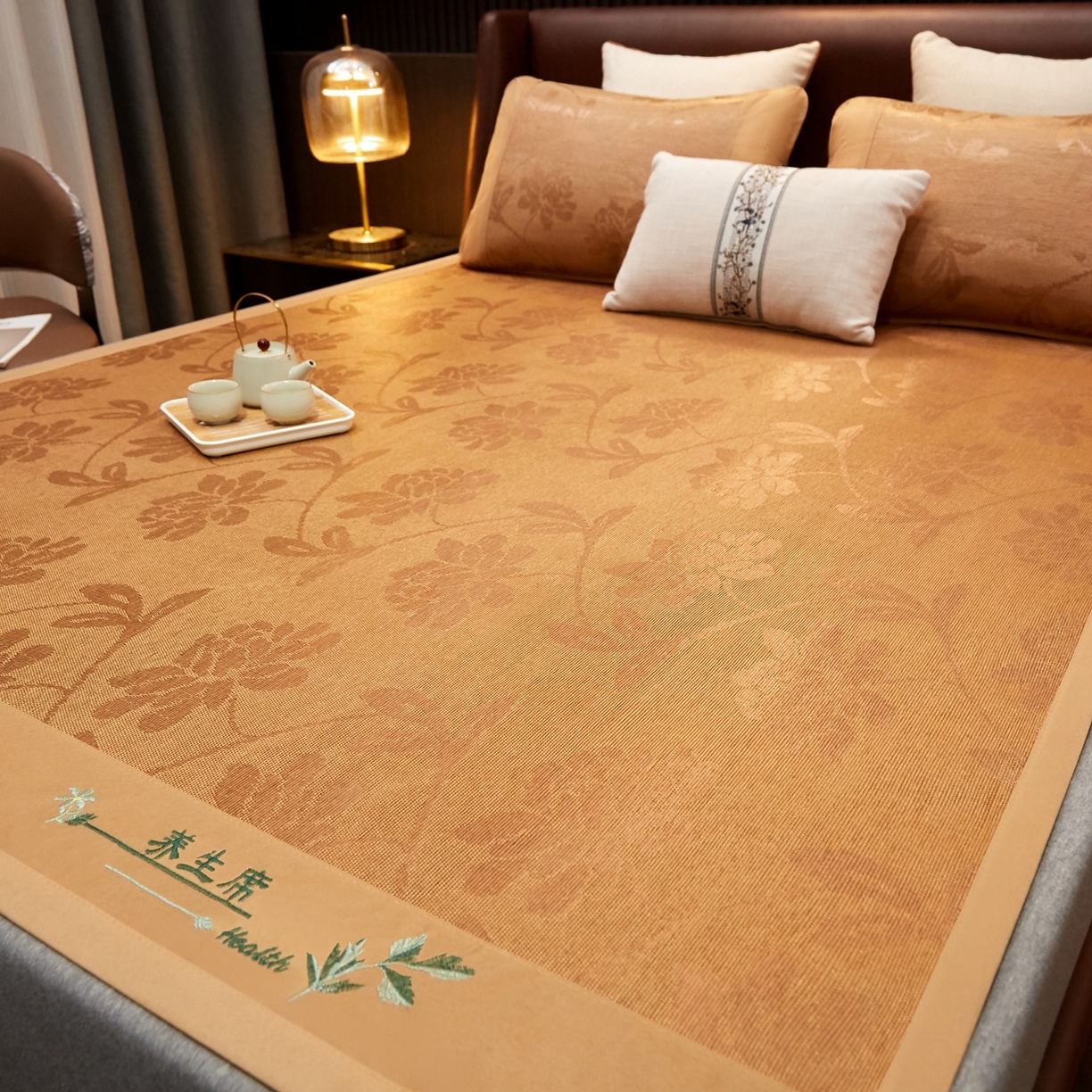 91家纺网 家纺一手货源 找家纺 （总）小桃姐家纺 2026新款冰藤席冰丝凉席双面藤席凉席三件套空调席-水中花