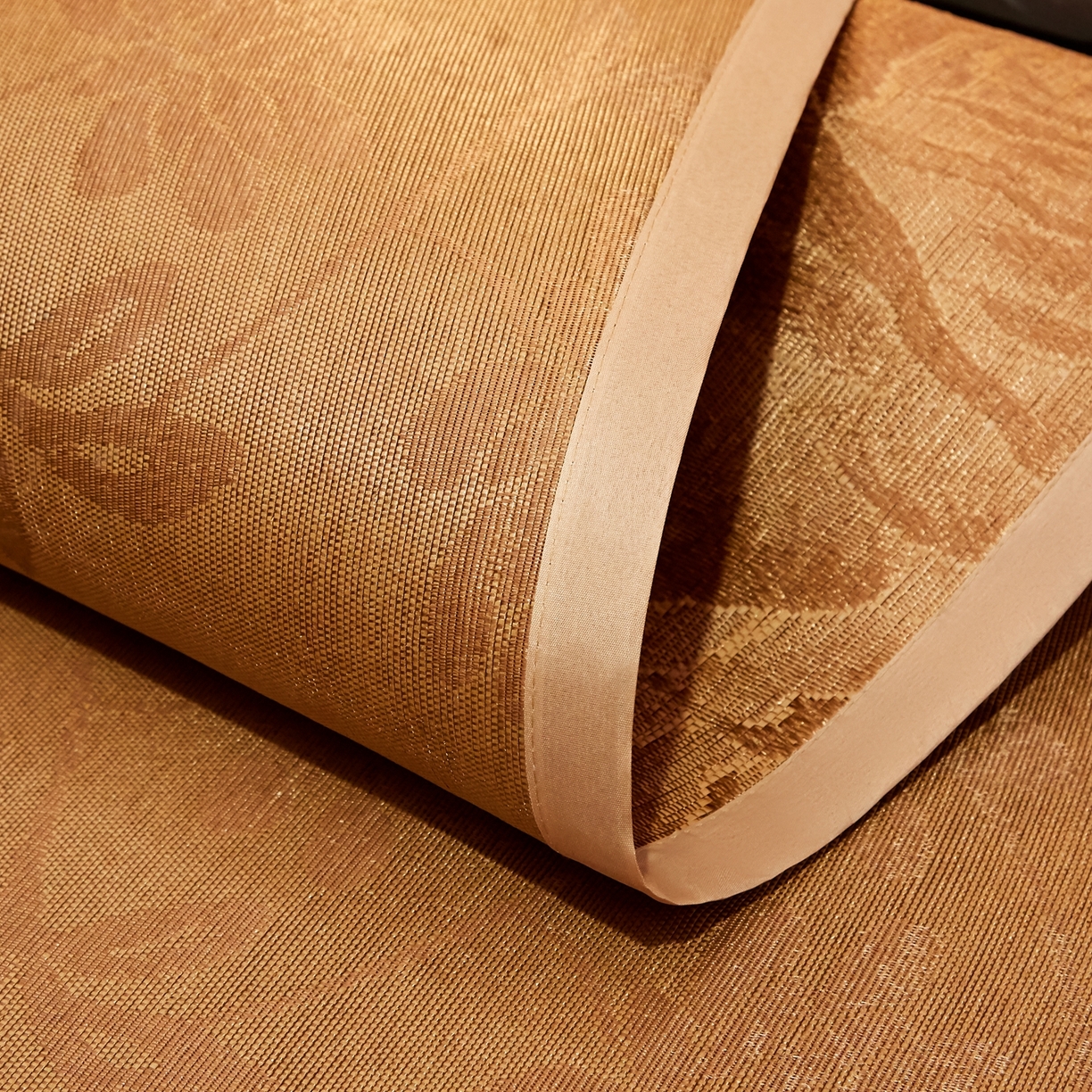 91家纺网 家纺一手货源 找家纺 小桃姐家纺 2026新款冰藤席冰丝凉席双面藤席凉席三件套空调席-水中花 水中花单面-无刺绣（仿冰藤）