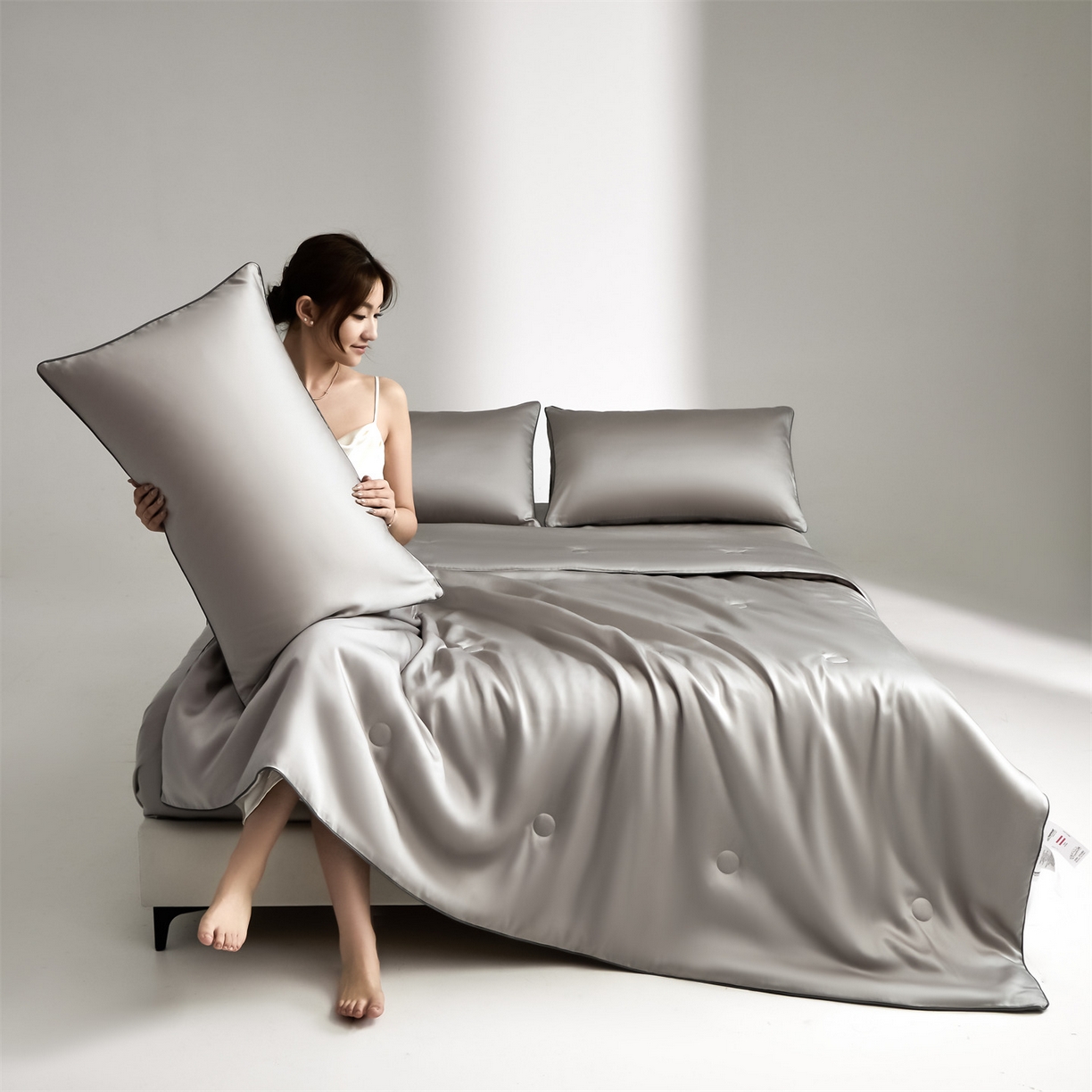 91家纺网 家纺一手货源 找家纺 无界 2026新款天丝夏被-麻绳双拼-温妮 温妮 椰子灰