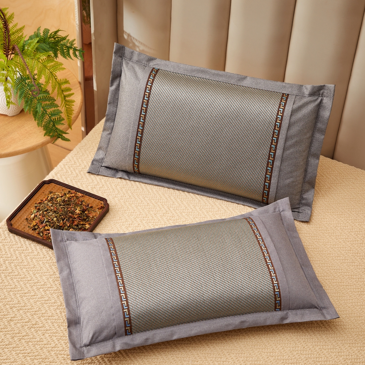 91家纺网 家纺一手货源 找家纺 （总）小桃姐家纺 2026新款夏凉枕清凉藤席凉席花草枕头枕芯藤面竹席枕头-系列二