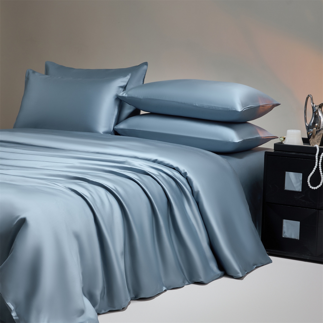 91家纺网 家纺一手货源 找家纺 （总）DC 2026新款天丝纯色双拼四件套--多娜系列