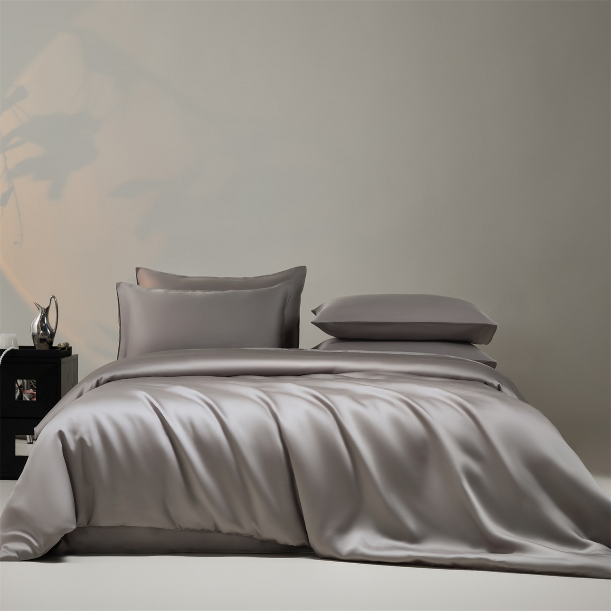 91家纺网 家纺一手货源 找家纺 DC 2026新款天丝纯色双拼四件套--多娜系列 经典灰