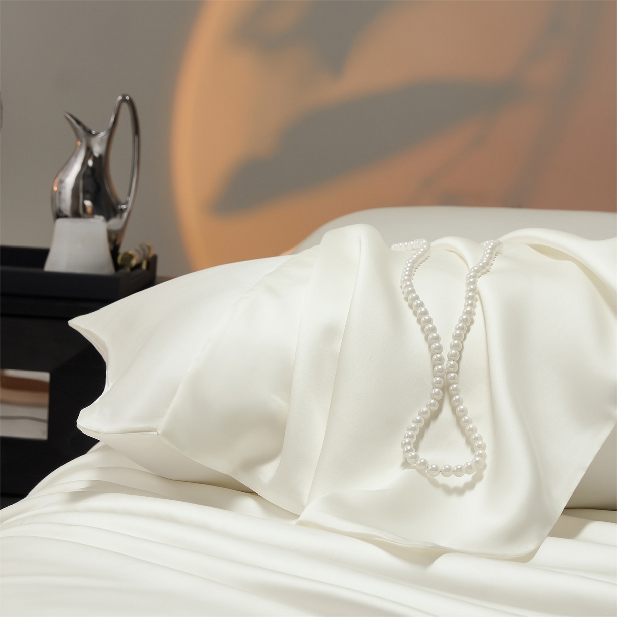 91家纺网 家纺一手货源 找家纺 DC 2026新款天丝纯色双拼四件套--多娜系列 古董白