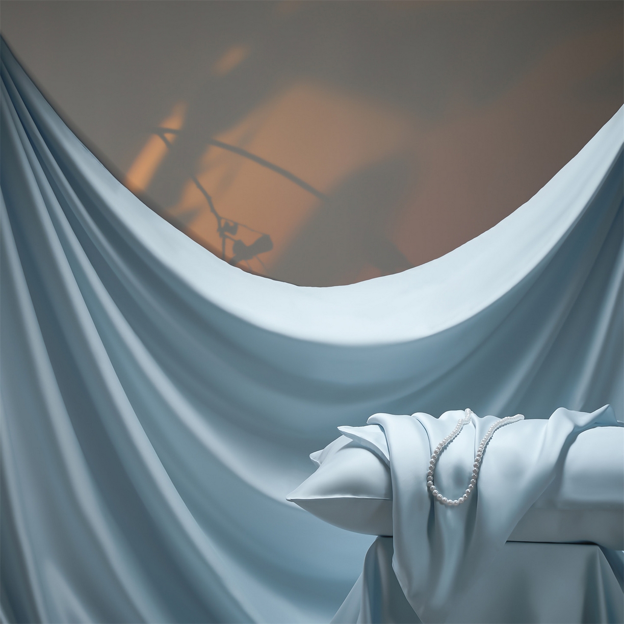 91家纺网 家纺一手货源 找家纺 DC 2026新款天丝纯色双拼四件套--多娜系列 婴儿蓝