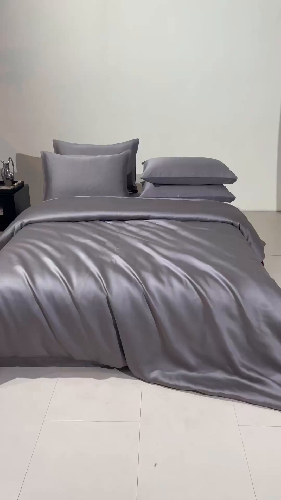 91家纺网 家纺一手货源 找家纺 DC 2026新款天丝纯色双拼四件套--多娜系列 经典灰