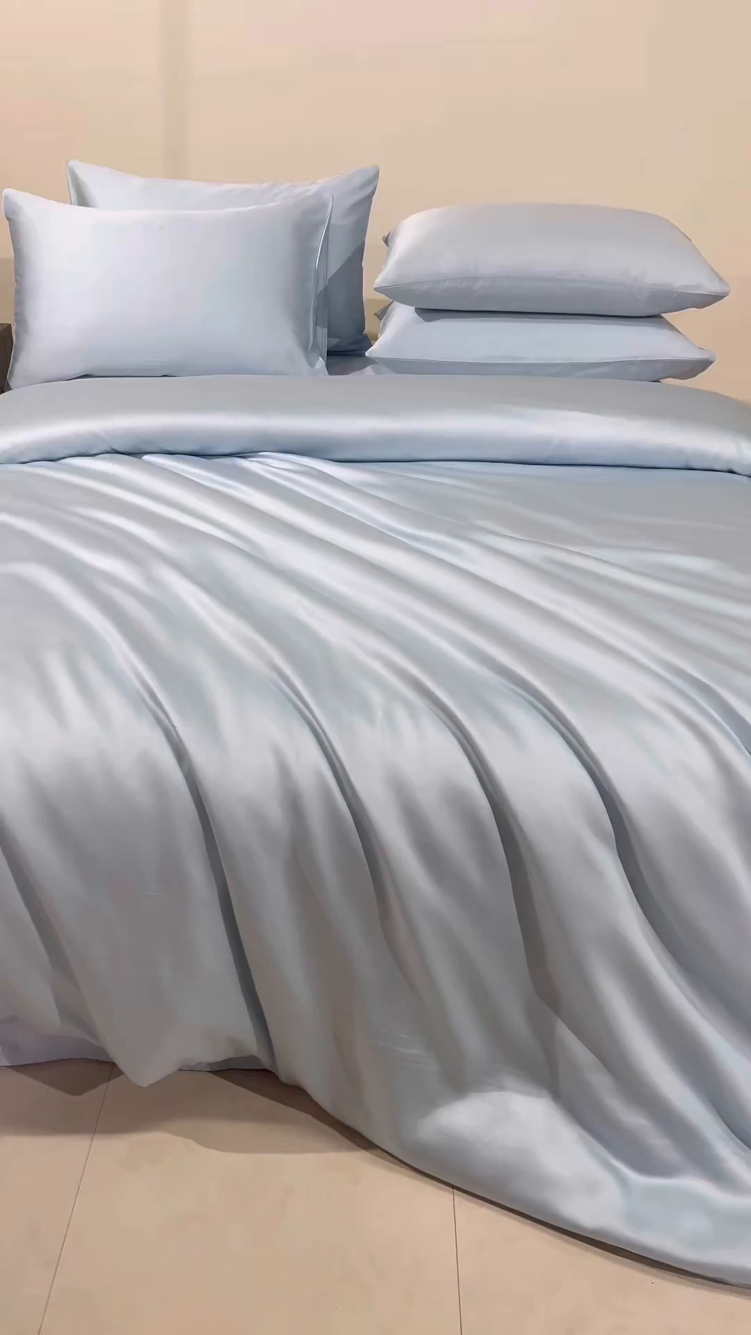 91家纺网 家纺一手货源 找家纺 DC 2026新款天丝纯色双拼四件套--多娜系列 婴儿蓝