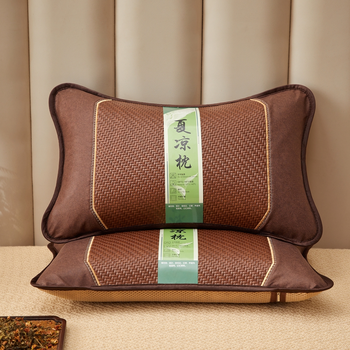 91家纺网 家纺一手货源 找家纺 （总）小桃姐家纺 2026新款夏凉枕清凉藤席凉席花草枕头枕芯藤面竹席枕头-系列一
