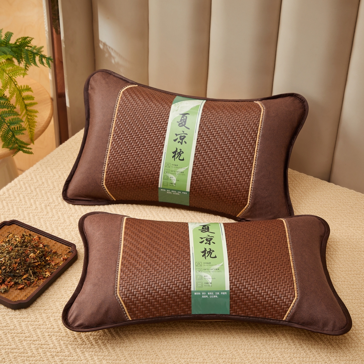 91家纺网 家纺一手货源 找家纺 （总）小桃姐家纺 2026新款夏凉枕清凉藤席凉席花草枕头枕芯藤面竹席枕头-系列一