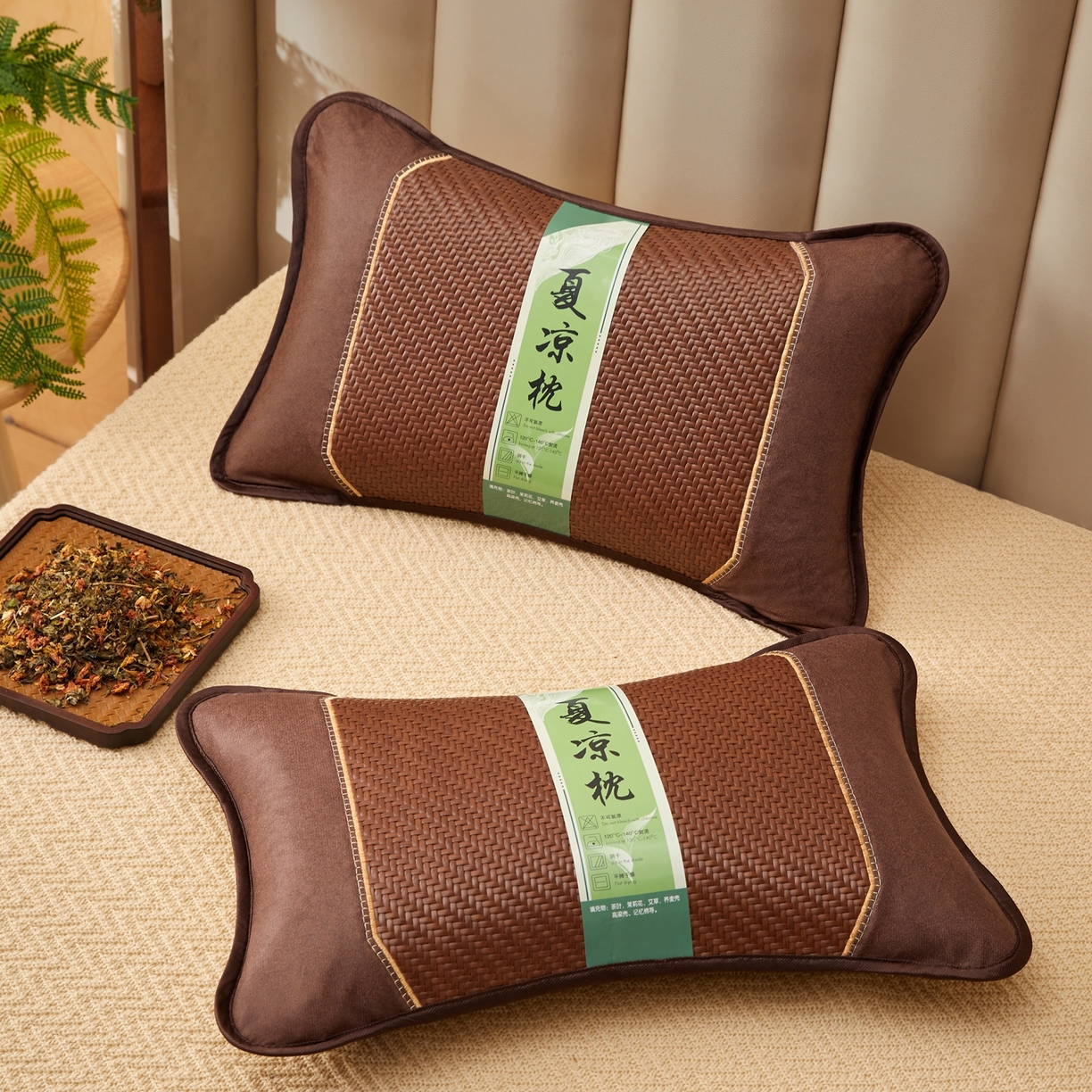91家纺网 家纺一手货源 找家纺 （总）小桃姐家纺 2026新款夏凉枕清凉藤席凉席花草枕头枕芯藤面竹席枕头-系列一
