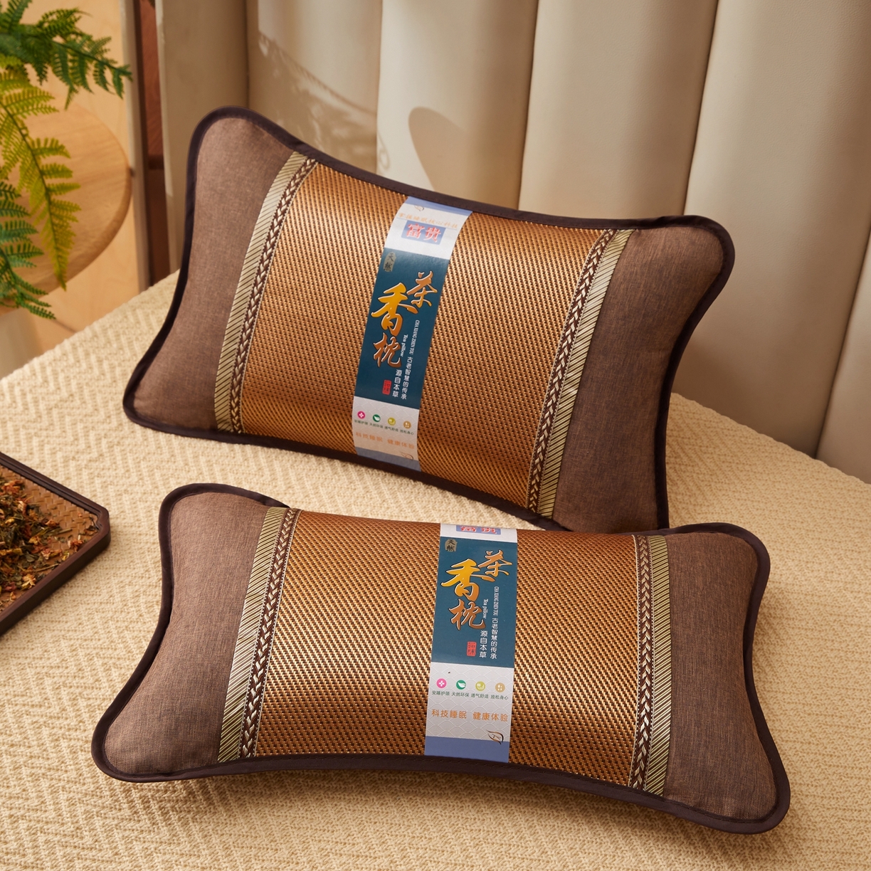 91家纺网 家纺一手货源 找家纺 小桃姐家纺 2026新款夏凉枕清凉藤席凉席花草枕头枕芯藤面竹席枕头-系列一 A2浅棕麦穗夏凉枕