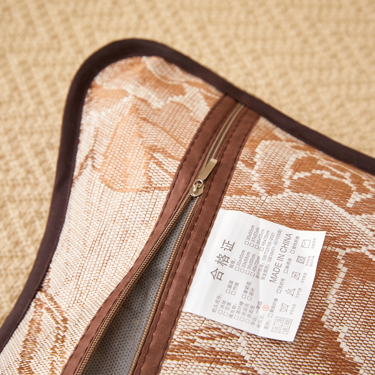 91家纺网 家纺一手货源 找家纺 小桃姐家纺 2026新款夏凉枕清凉藤席凉席花草枕头枕芯藤面竹席枕头-系列一 A2浅棕麦穗夏凉枕