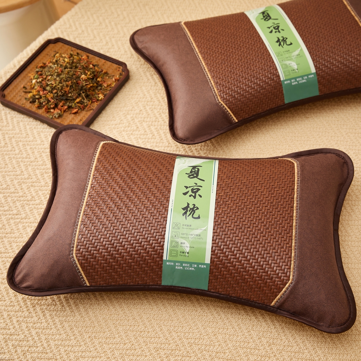 91家纺网 家纺一手货源 找家纺 （总）小桃姐家纺 2026新款夏凉枕清凉藤席凉席花草枕头枕芯藤面竹席枕头-系列一