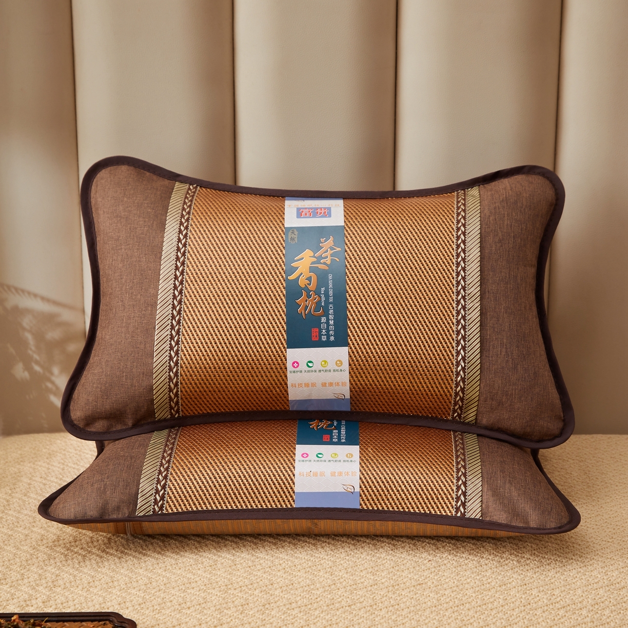 91家纺网 家纺一手货源 找家纺 小桃姐家纺 2026新款夏凉枕清凉藤席凉席花草枕头枕芯藤面竹席枕头-系列一 A2浅棕麦穗夏凉枕