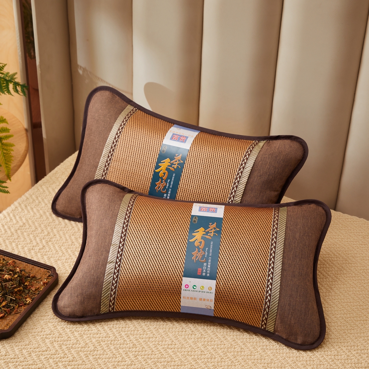 91家纺网 家纺一手货源 找家纺 小桃姐家纺 2026新款夏凉枕清凉藤席凉席花草枕头枕芯藤面竹席枕头-系列一 A2浅棕麦穗夏凉枕