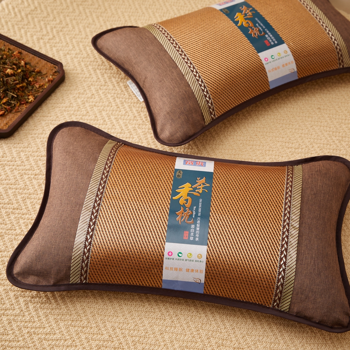 91家纺网 家纺一手货源 找家纺 小桃姐家纺 2026新款夏凉枕清凉藤席凉席花草枕头枕芯藤面竹席枕头-系列一 A2浅棕麦穗夏凉枕