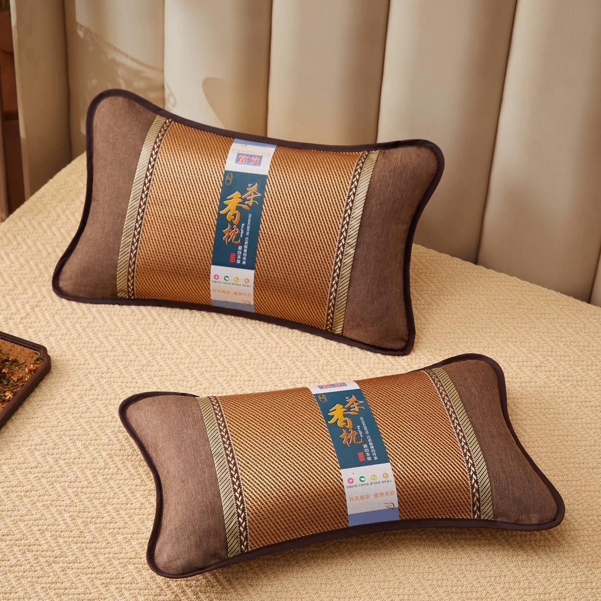 91家纺网 家纺一手货源 找家纺 小桃姐家纺 2026新款夏凉枕清凉藤席凉席花草枕头枕芯藤面竹席枕头-系列一 A2浅棕麦穗夏凉枕