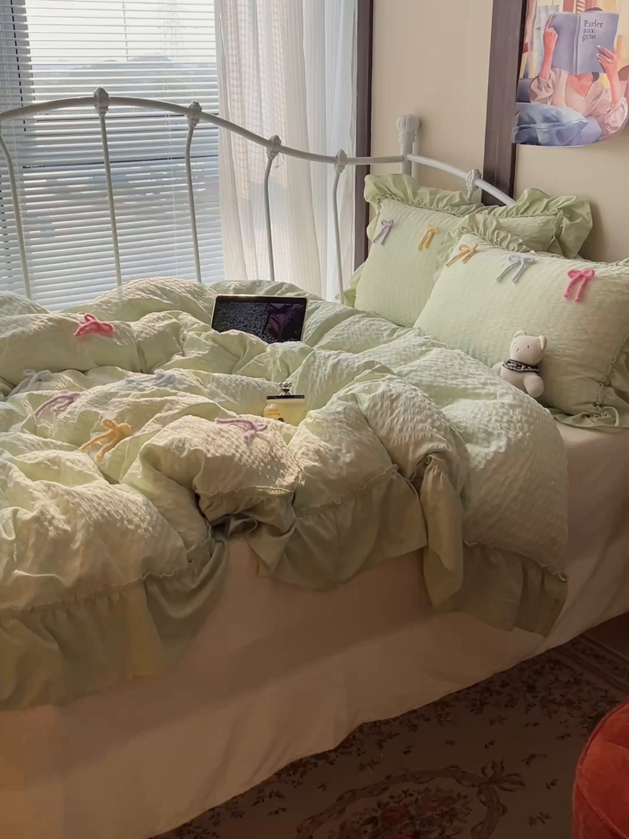 91家纺网 家纺一手货源 找家纺 （总）顾里家纺 2026新款韩系仙女泡泡纱丝带四件套