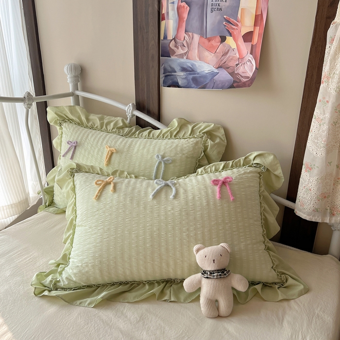 91家纺网 家纺一手货源 找家纺 （总）顾里家纺 2026新款韩系仙女泡泡纱丝带四件套