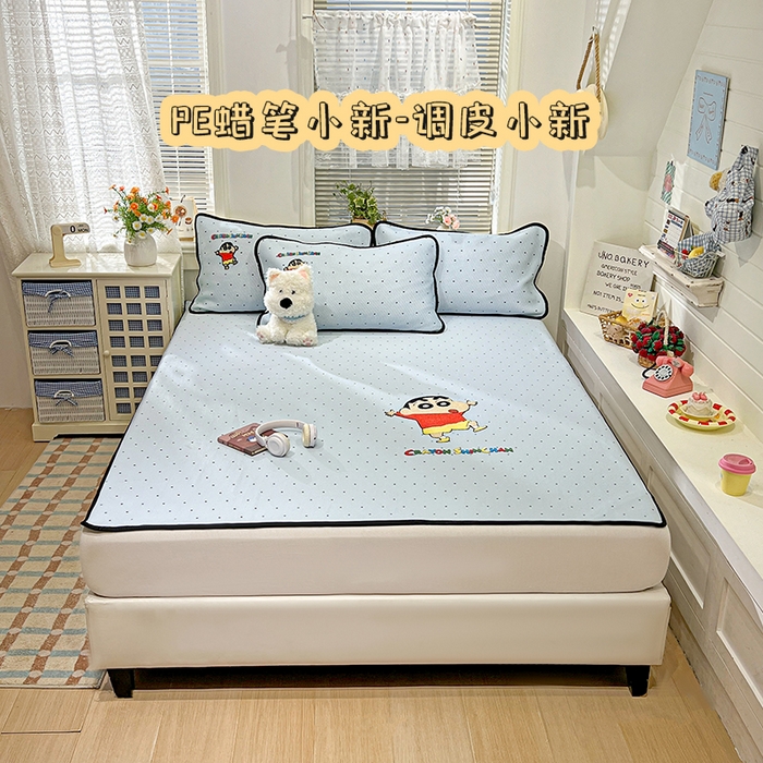 91家纺网 家纺一手货源 找家纺 桃子家居 2025新款A类ins加厚毛巾绣大眼萌混搭撞色奶油格子牛奶绒系列四件套 绒毛巾绣-大眼萌紫格黄黄2