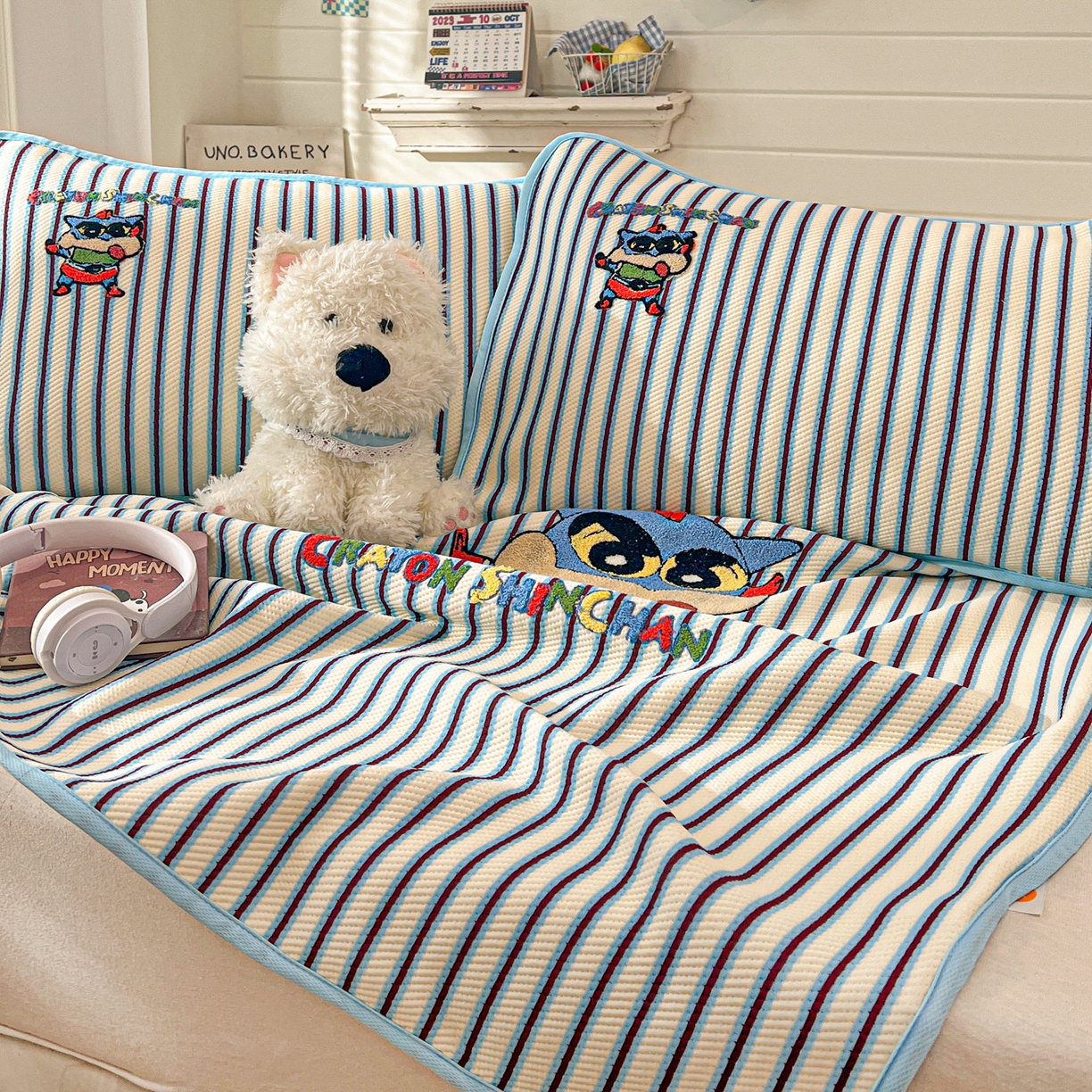 91家纺网 家纺一手货源 找家纺 桃子家居 2026新款A类PE凉感卡通蜡笔小新毛巾绣高端工艺空调软席凉席三件套系列 PE蜡笔小新-动感超人