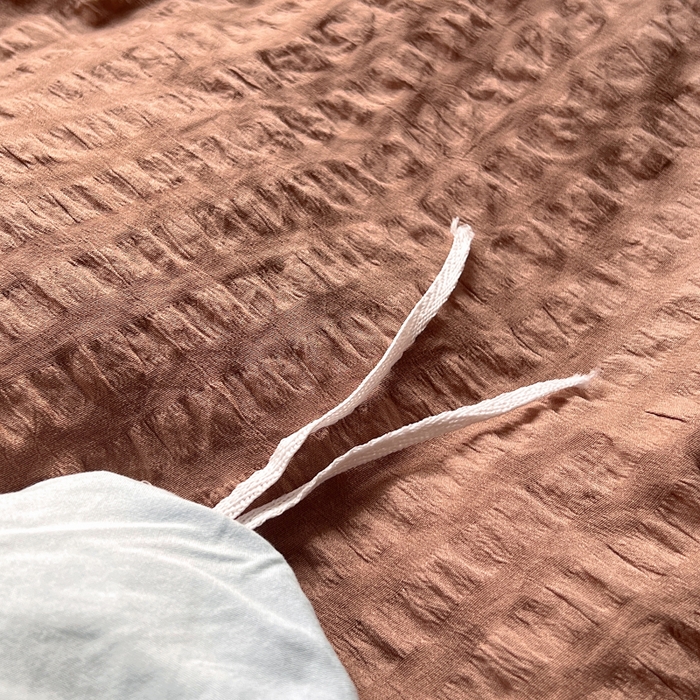 91家纺网 家纺一手货源 找家纺 顾里家纺 2026新款韩系仙女泡泡纱丝带四件套 奶咖丝带