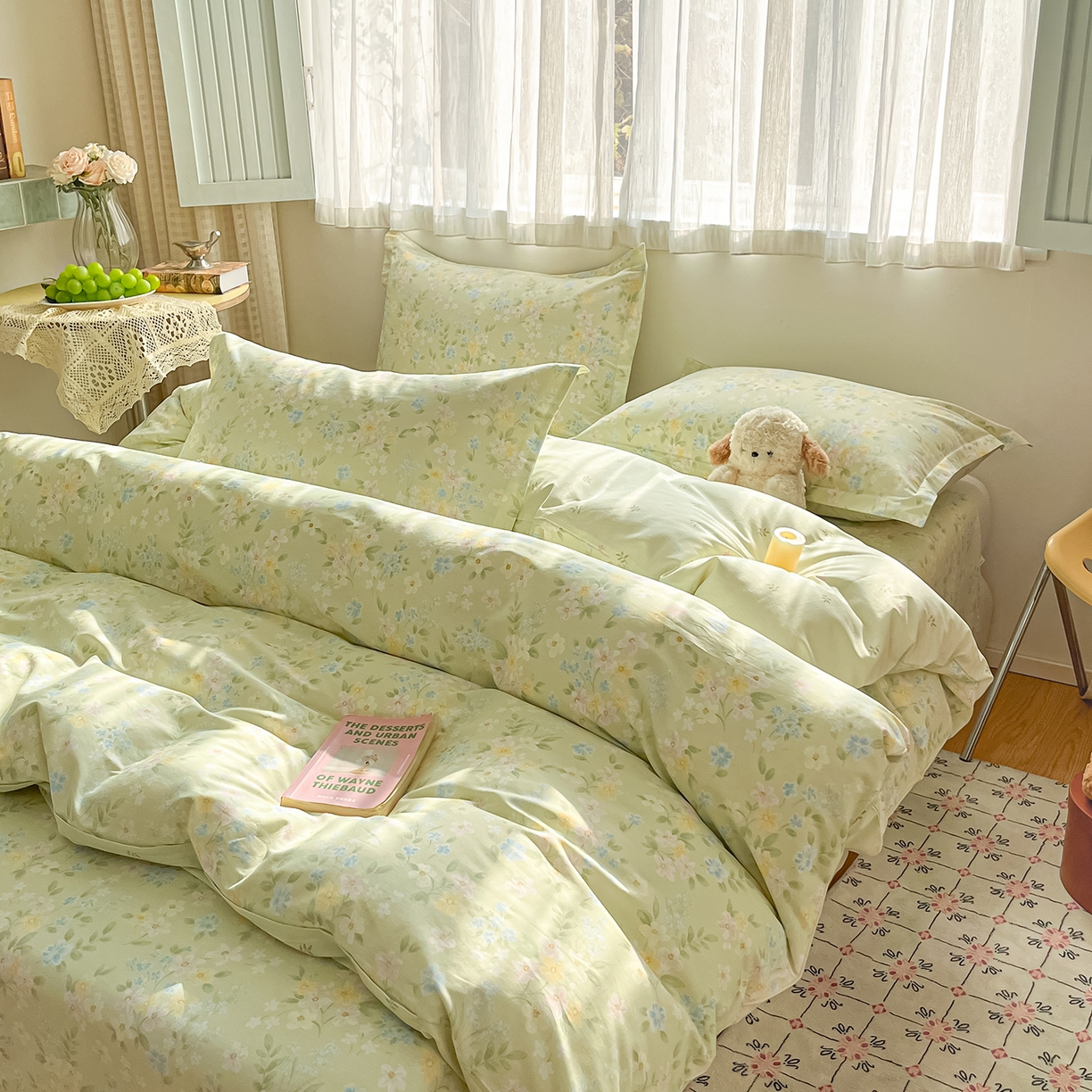 91家纺网 家纺一手货源 找家纺 女子家纺 2026新款全棉纯棉印花单品系列花卉款四件套 徐徐花开