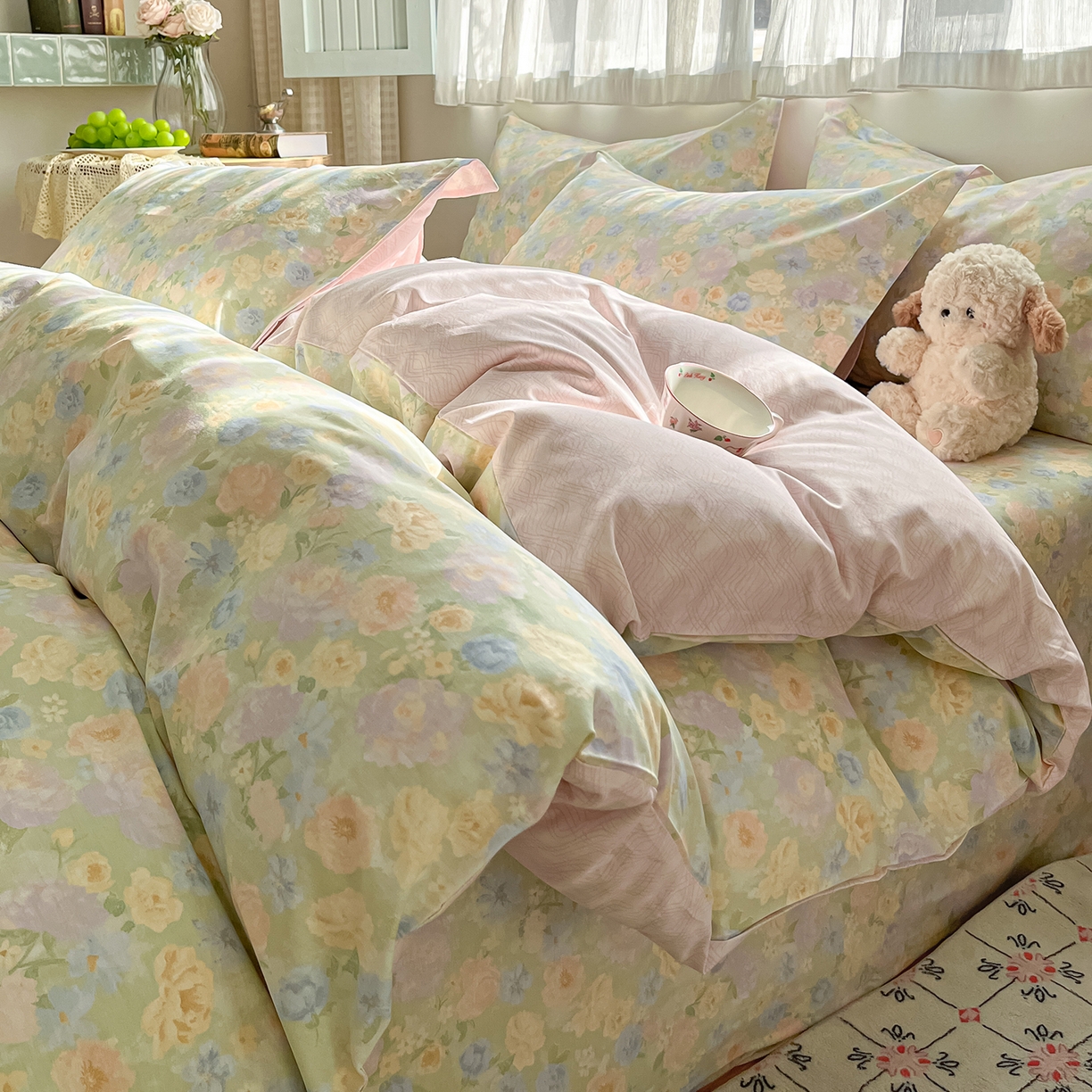 女子家纺 2026新款全棉纯棉印花单品系列花卉款四件套 栀子花语